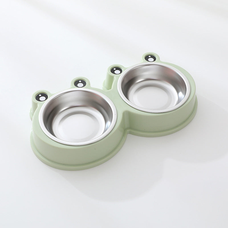 Pet Double Stainless Steel Frog Bowl