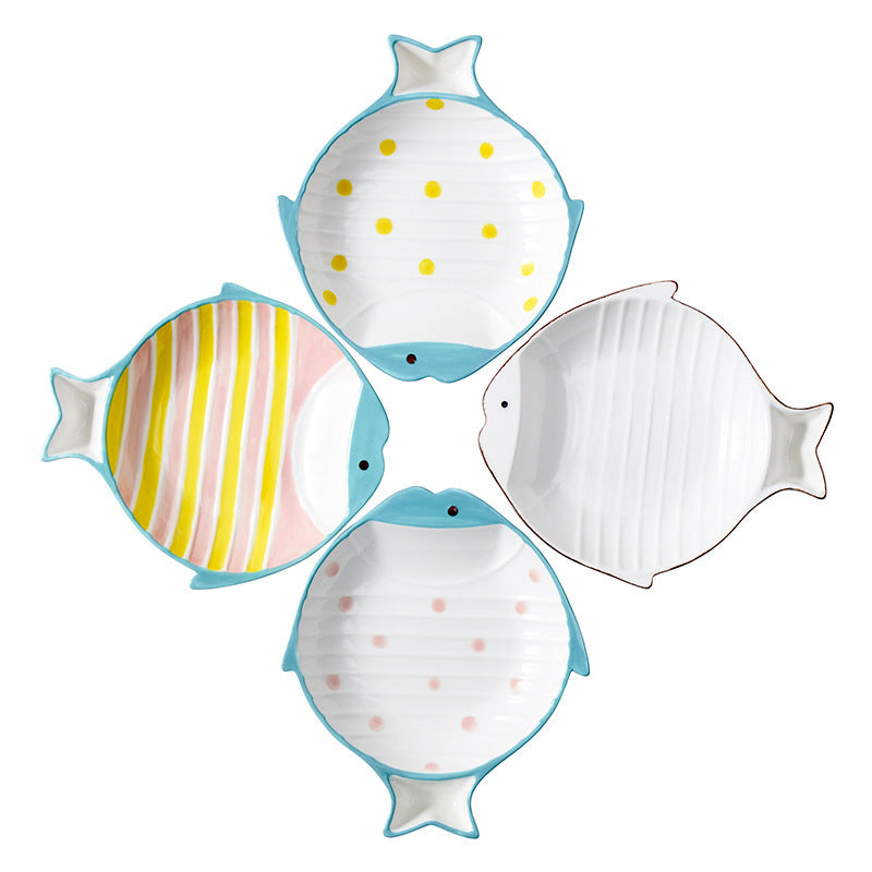 Fish-shaped Ceramic Food Feeding Bowl