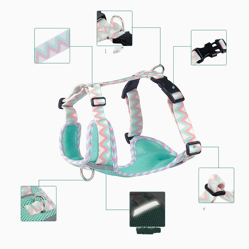 Pet Harness Reflective Leash Stripe