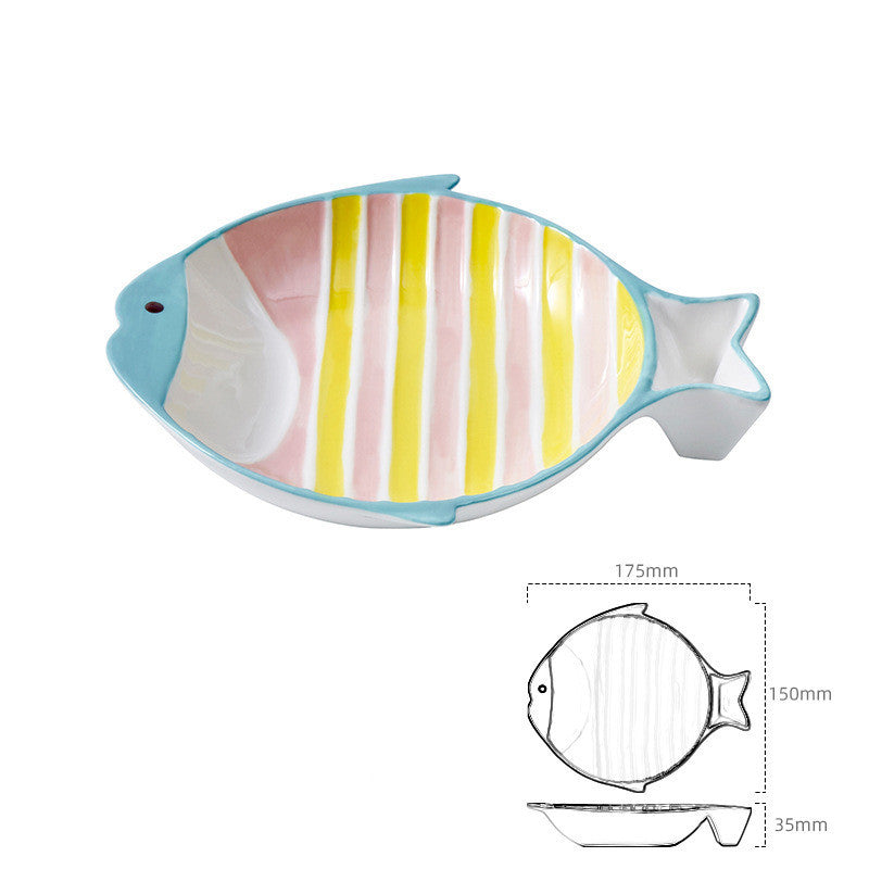 Fish-shaped Ceramic Food Feeding Bowl