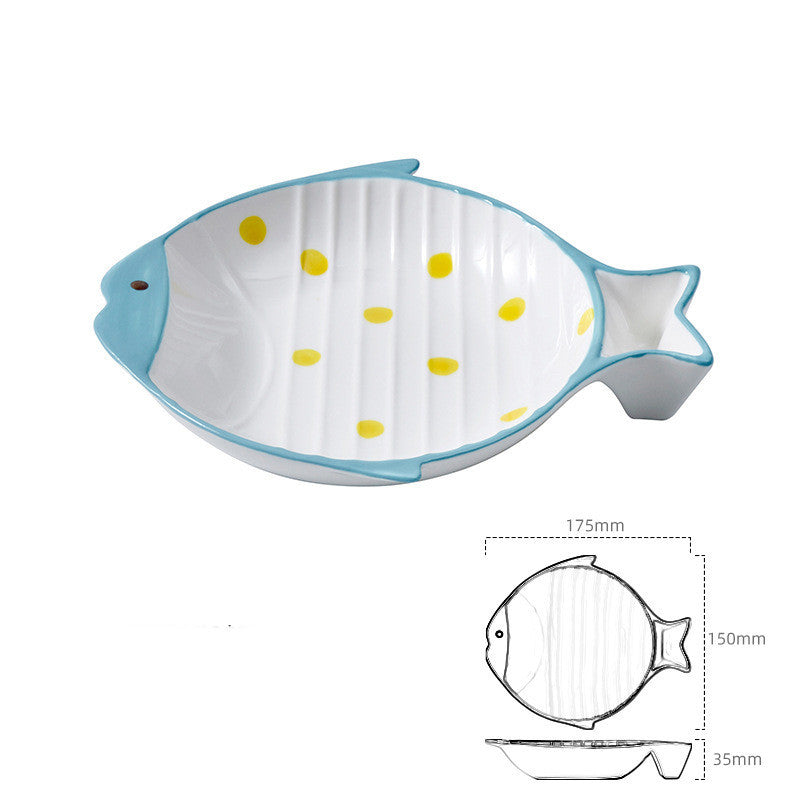 Fish-shaped Ceramic Food Feeding Bowl