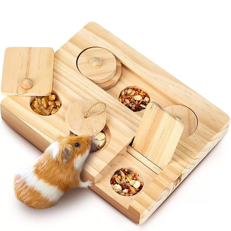 Wooden Hamster Feeder Snack Dispenser