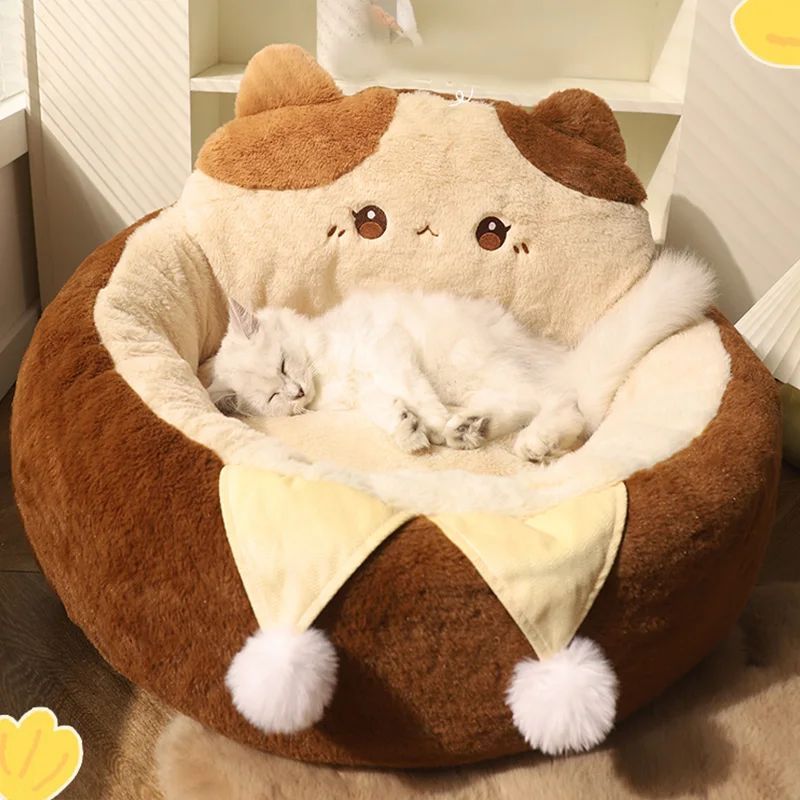Round Winter Warm Deep Sleep Cushion Pet Bed