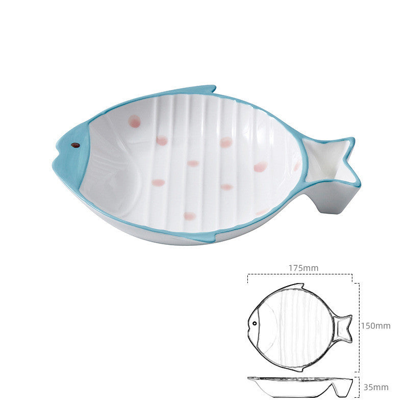 Fish-shaped Ceramic Food Feeding Bowl