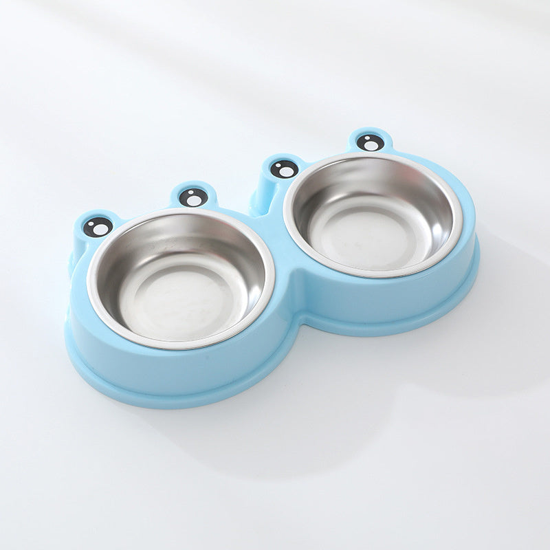 Pet Double Stainless Steel Frog Bowl