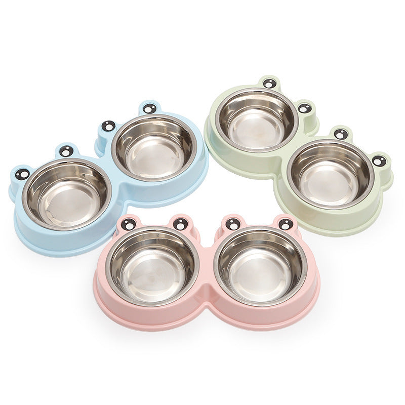 Pet Double Stainless Steel Frog Bowl