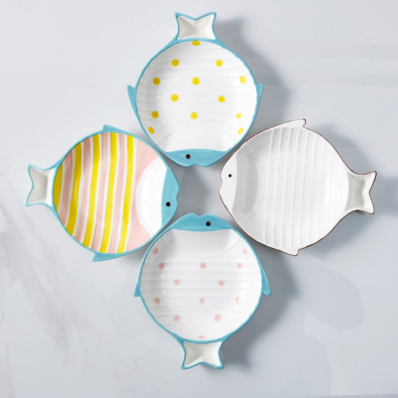 Fish-shaped Ceramic Food Feeding Bowl