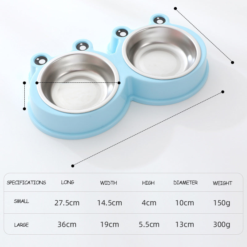 Pet Double Stainless Steel Frog Bowl