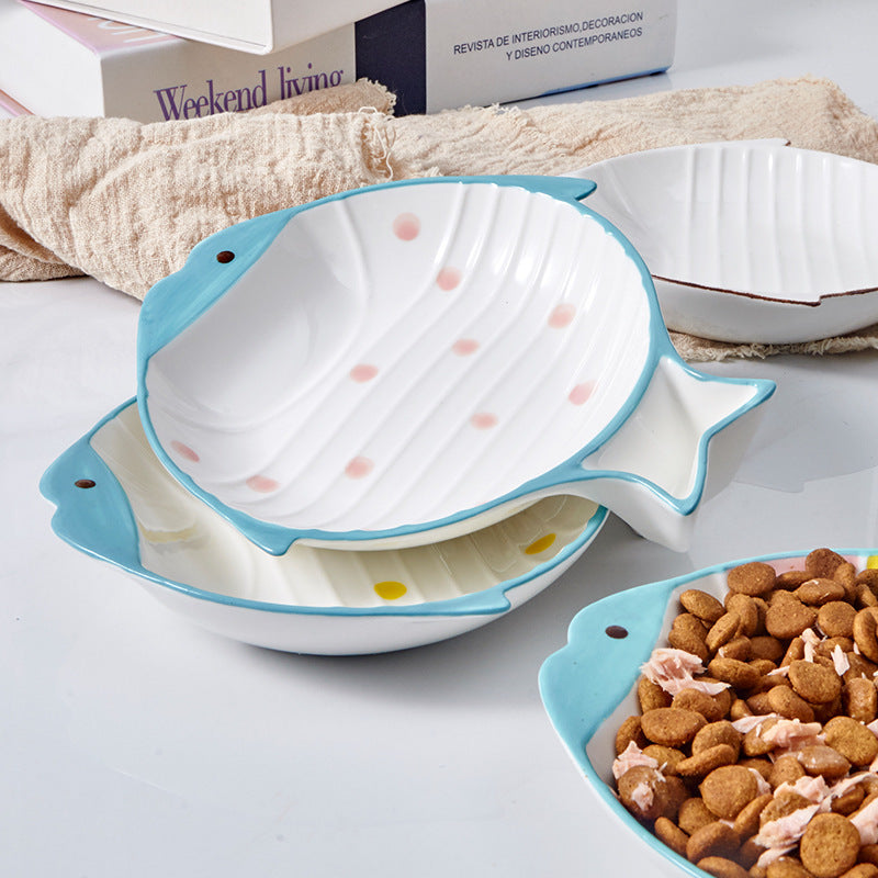 Fish-shaped Ceramic Food Feeding Bowl